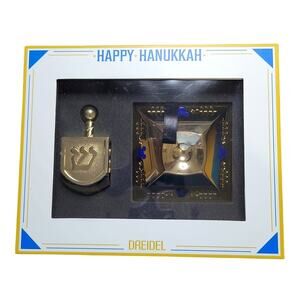 Mickey Mouse Gold Hanukkah Dreidel with Stand Disney Metal Sevivon Judaica Set